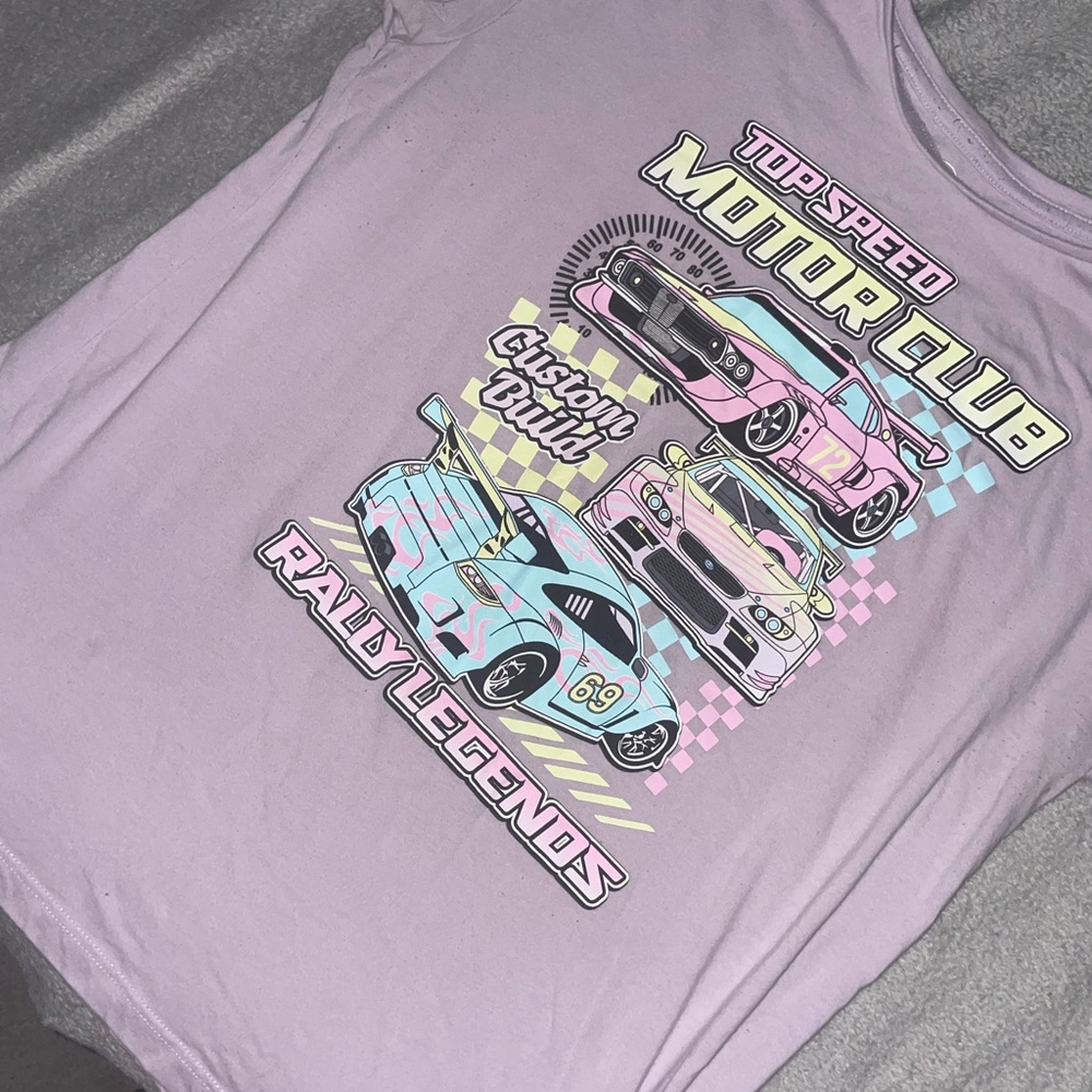 Wonder Nation Purple Kids Tee with Colorful Car Graphics
